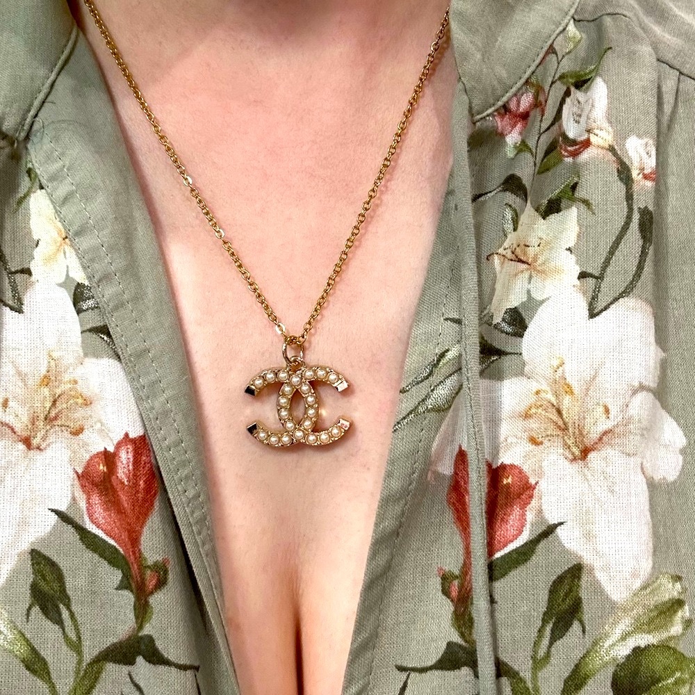 Authentic Chanel Upcycled Charm/zipper pull/ button Necklace